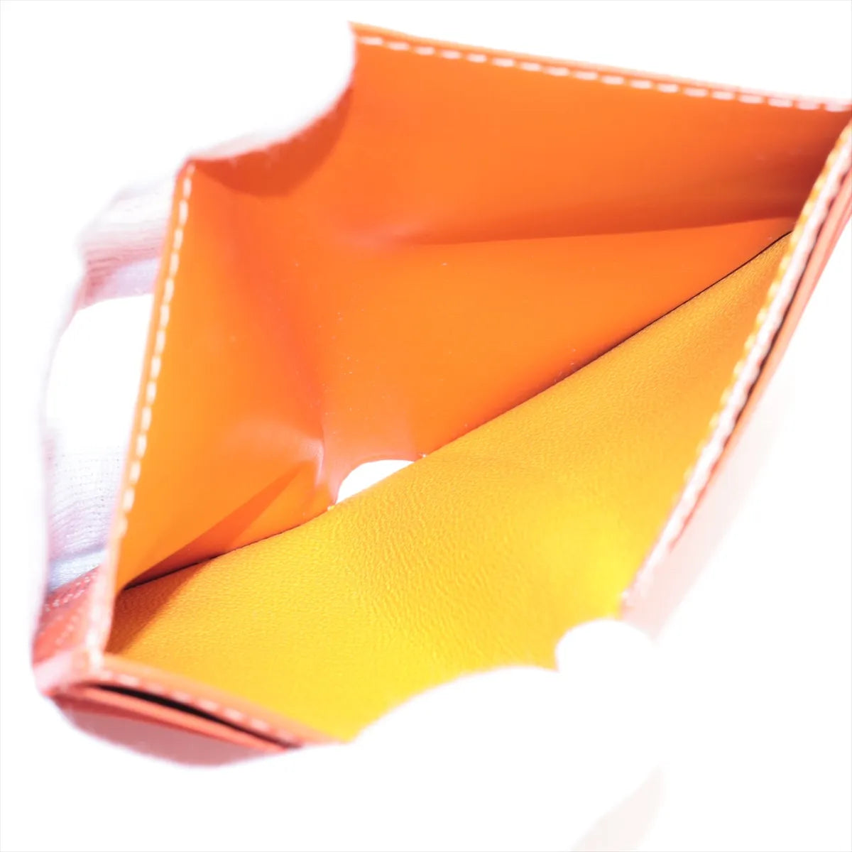 Goyard Herringbone Leather Card Case Orange