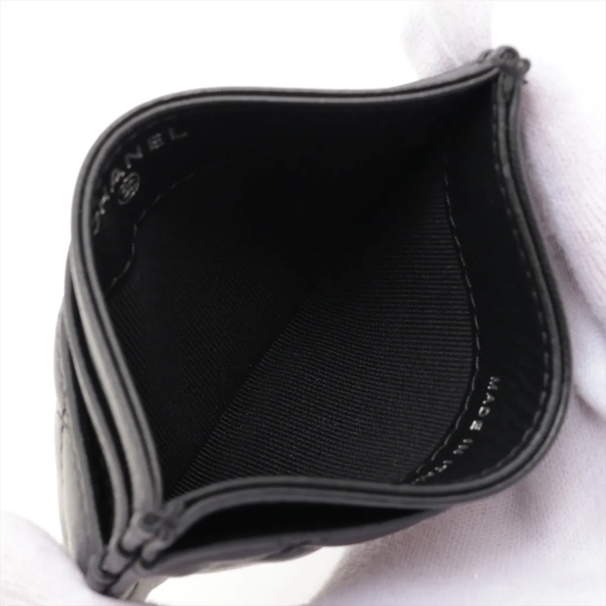 Chanel CC Logo Matelasse Lambskin Card Case Black
