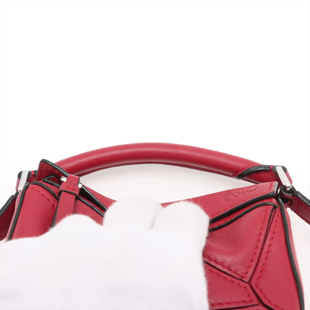 Loewe Nano Puzzle Leather Two-Way Handbag Red