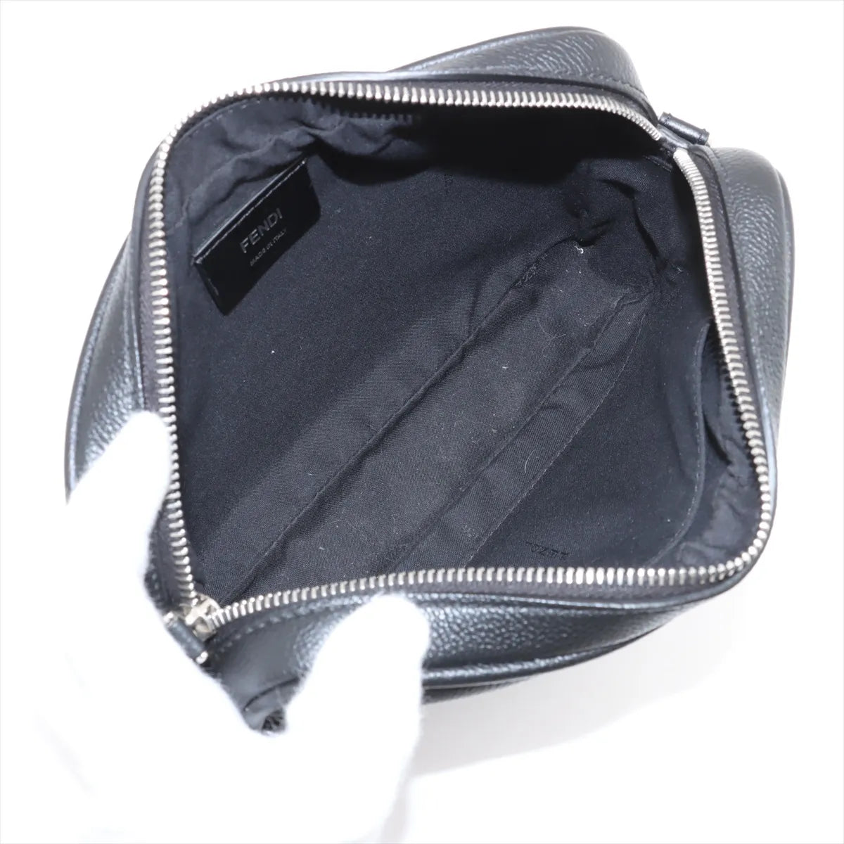 Fendi Logo Medium Leather Camera Bag Black