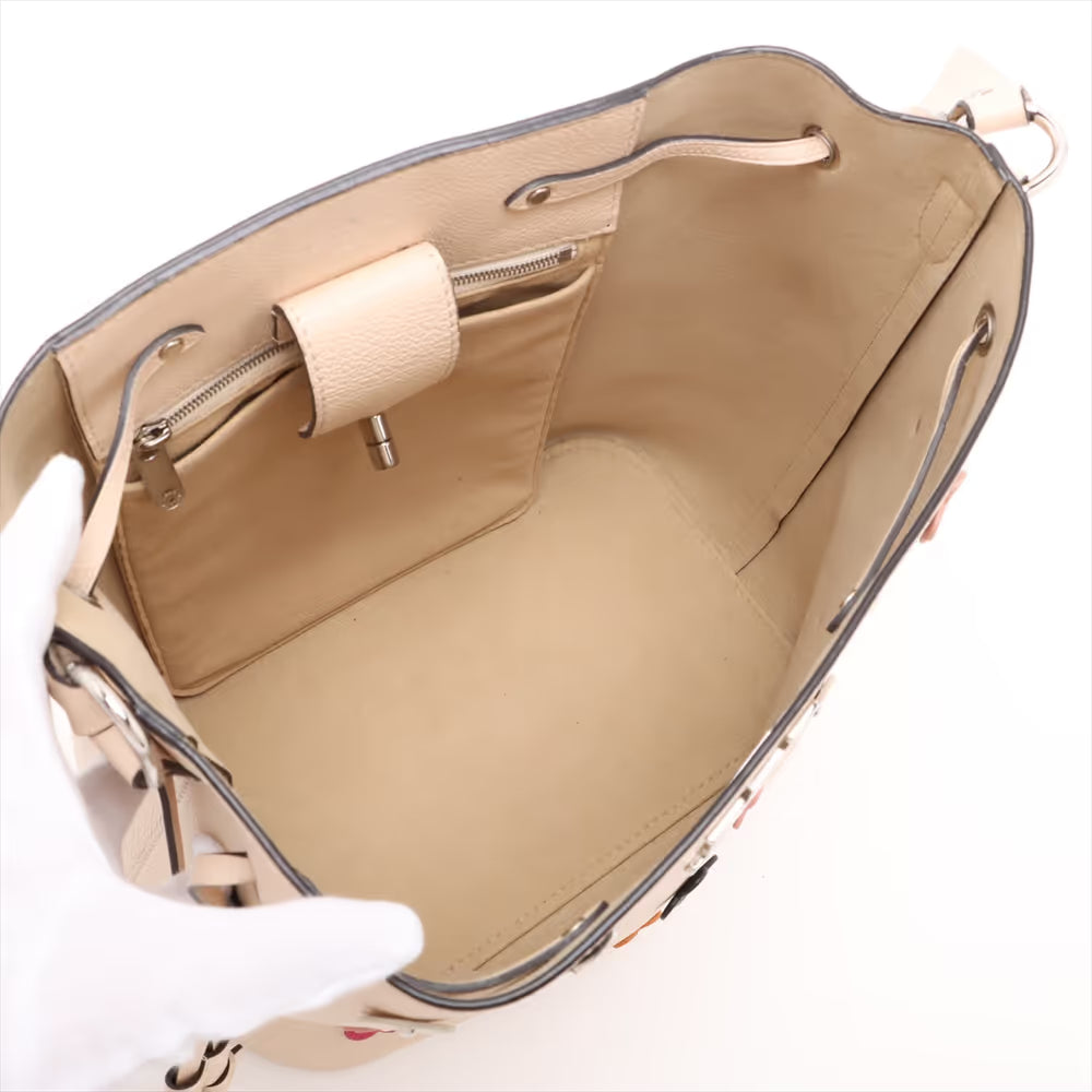 Louis Vuitton Lock Me Flower Bucket Shoulder Bag Beige