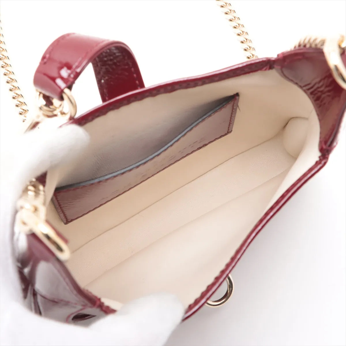 Gucci Jackie Notte Patent Leather Chain Shoulder Bag Red Lacquer