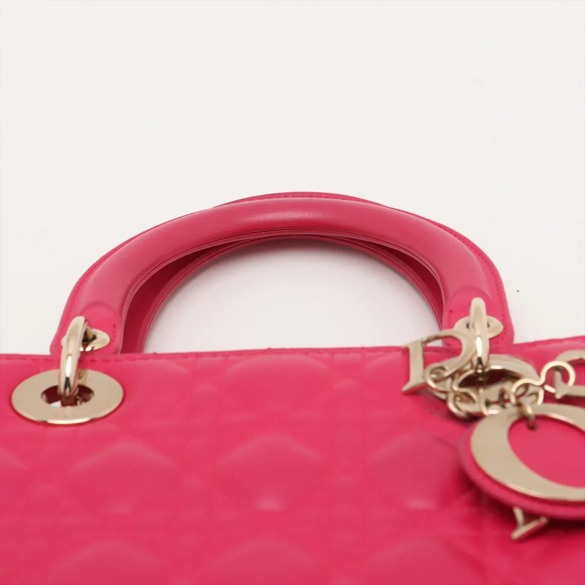 Christian Dior Lady Dior Cannage Leather Handbag Hot Pink