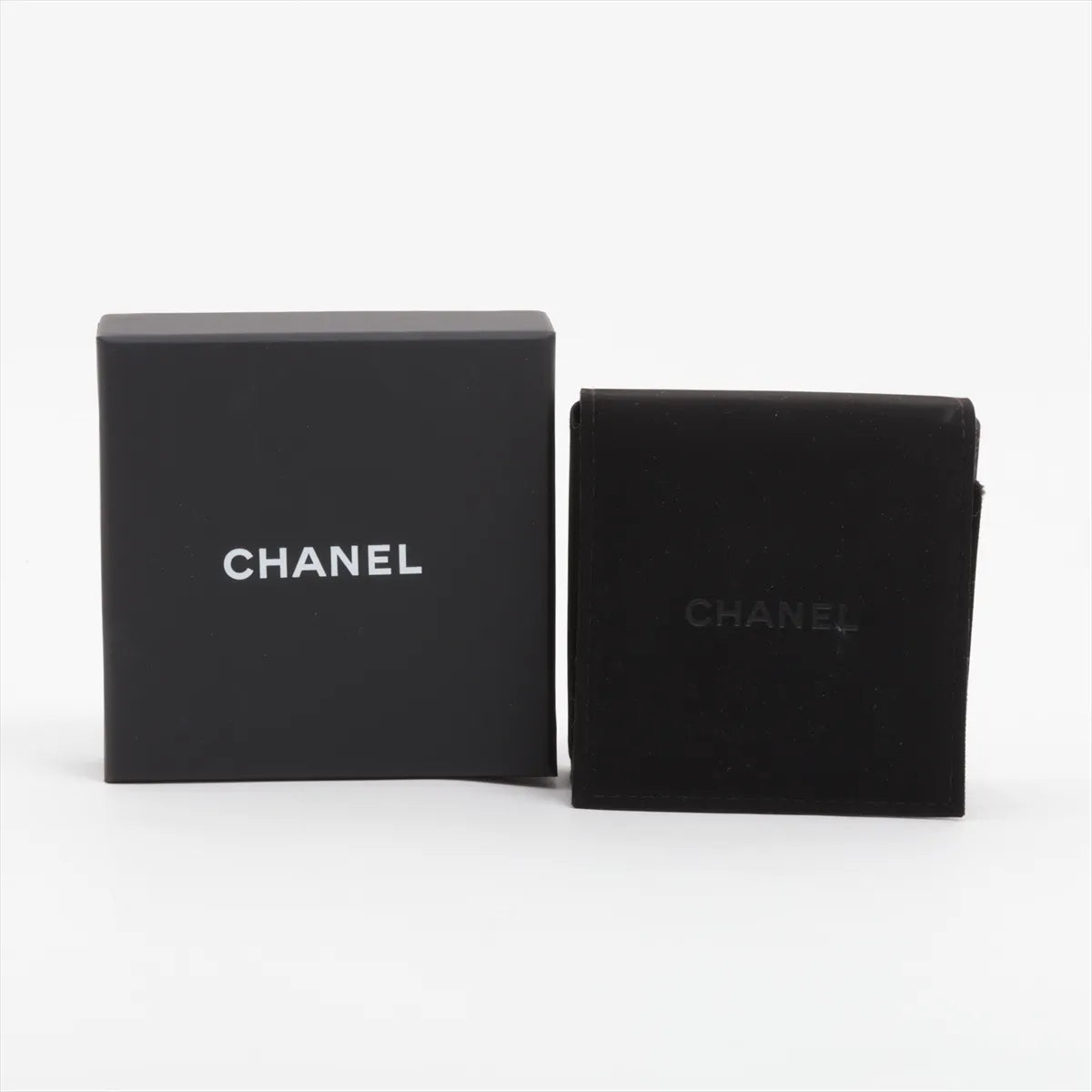 Chanel CC Logo Ribbon Rhinestone Stud Drop Earring