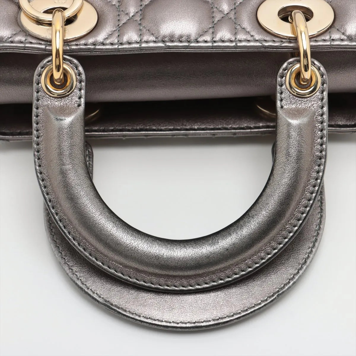 Christian Dior My Lady Dior Cannage Shoulder Bag Metallic Gray