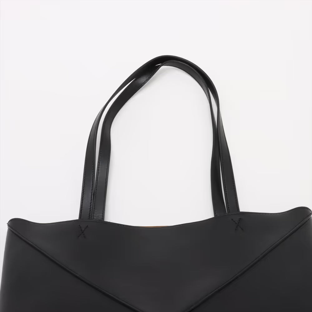 Loewe Puzzle Fold Medium Leather Tote Bag Black