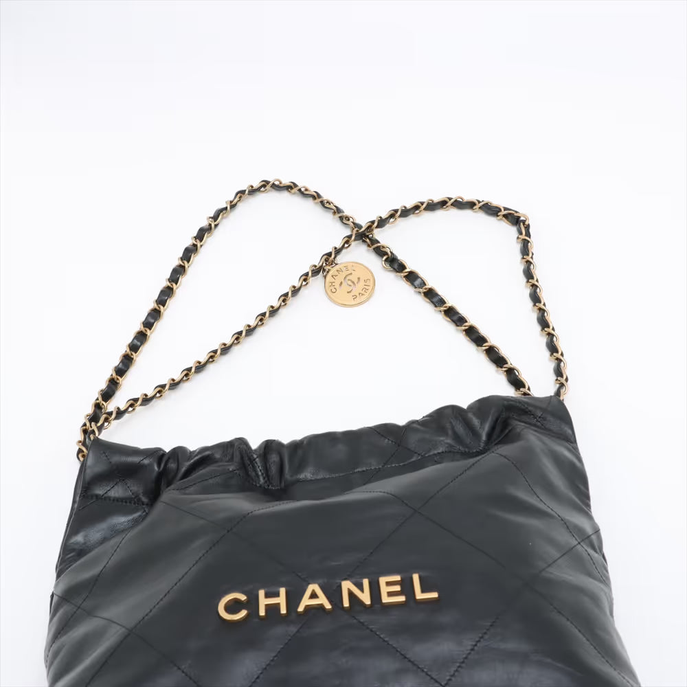 Chanel 22 Shiny Calfskin Small Shoulder Bag Black