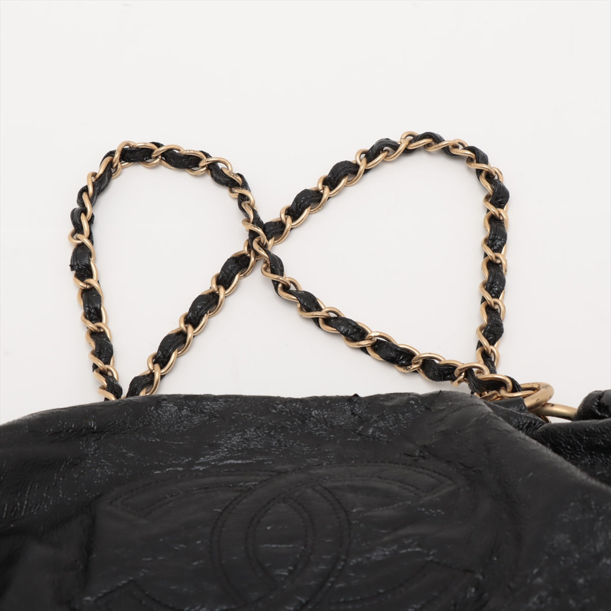 Chanel CC Logo Leather Chain Shoulder Bag Black