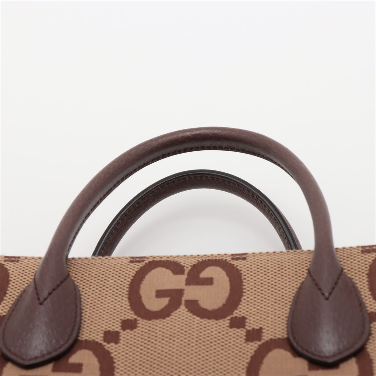 Gucci Jumbo GG Canvas Leather Two-Way Tote Bag Brown