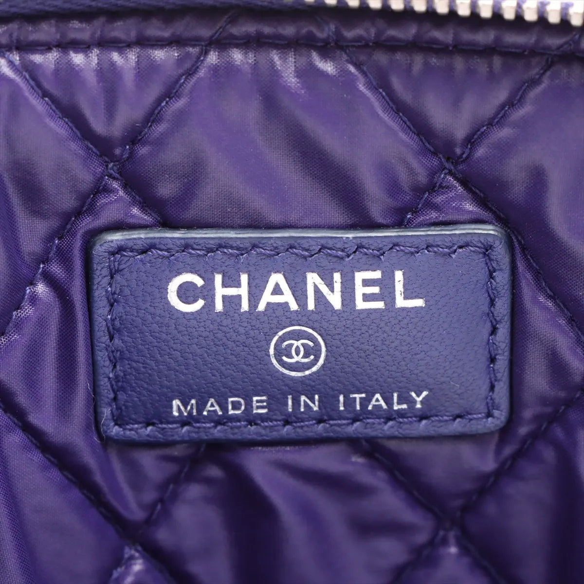 Chanel CC Logo Matelasse Lambskin Clutch Bag Blue