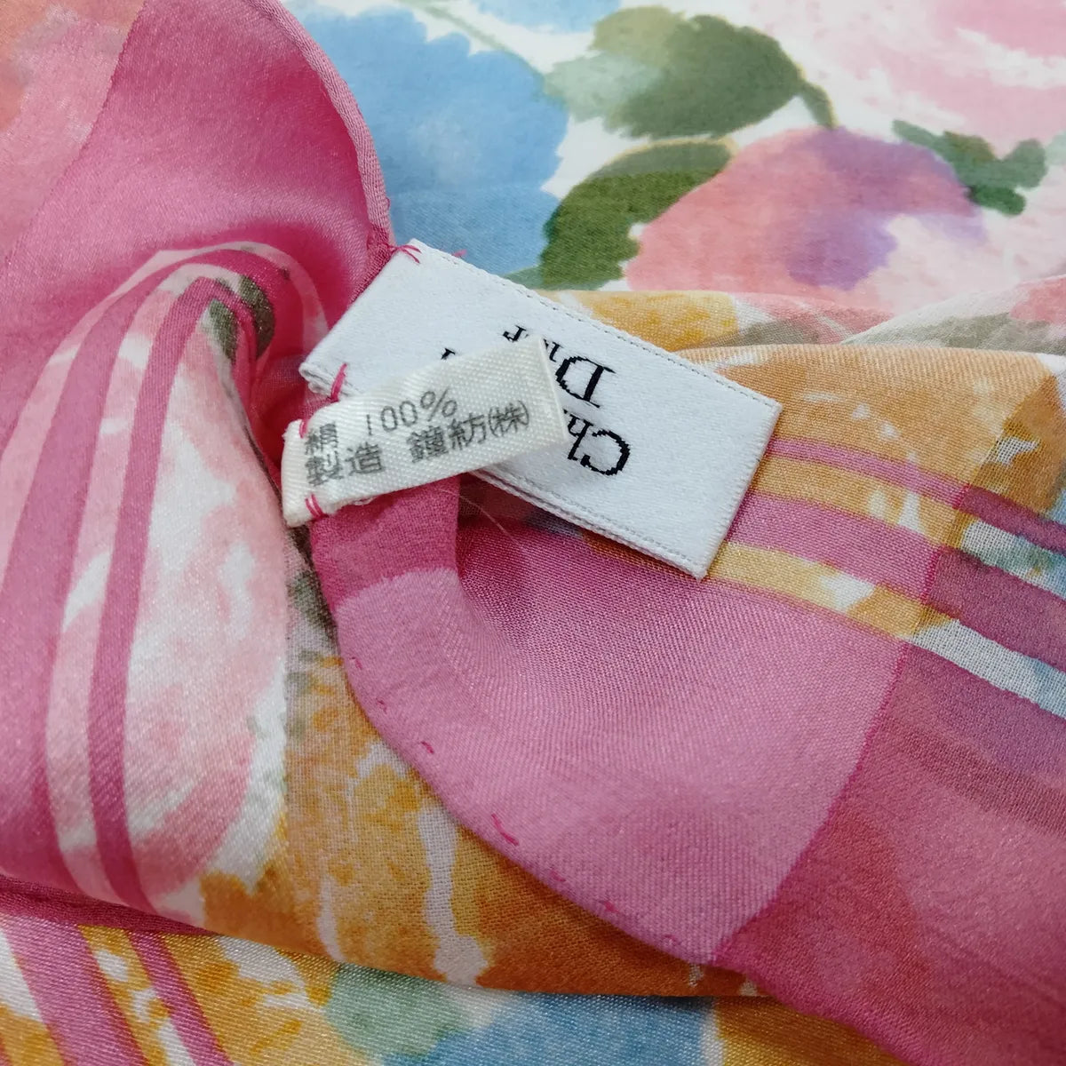 Christian Dior Floral Silk Scarf Pink