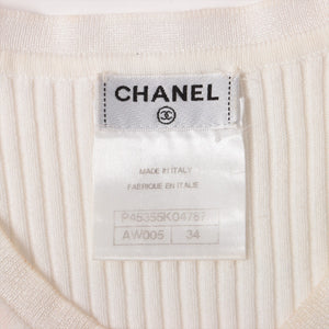 Preloved Chanel CC Button Cotton Tank Top White