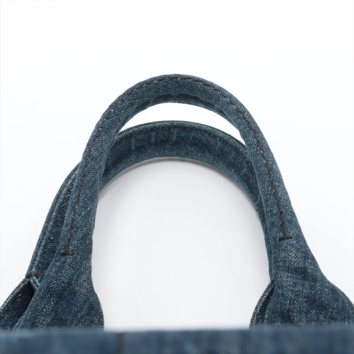 Prada Canapa Denim Tote Handbag Blue