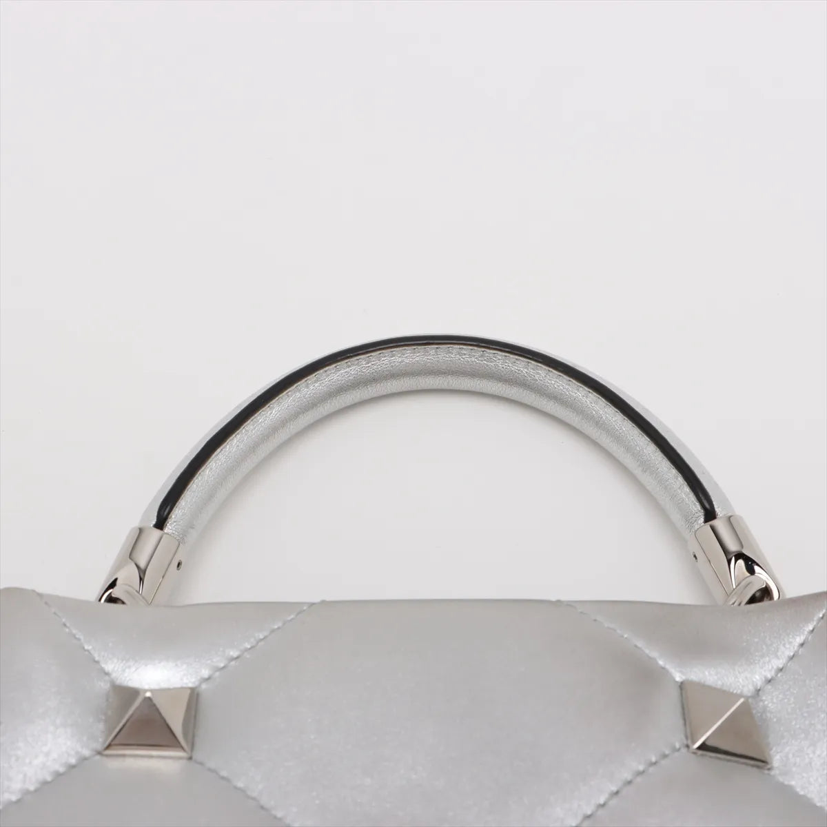 Valentino Garavani Rockstud Two-Way Shoulder Bag Metallic Silver