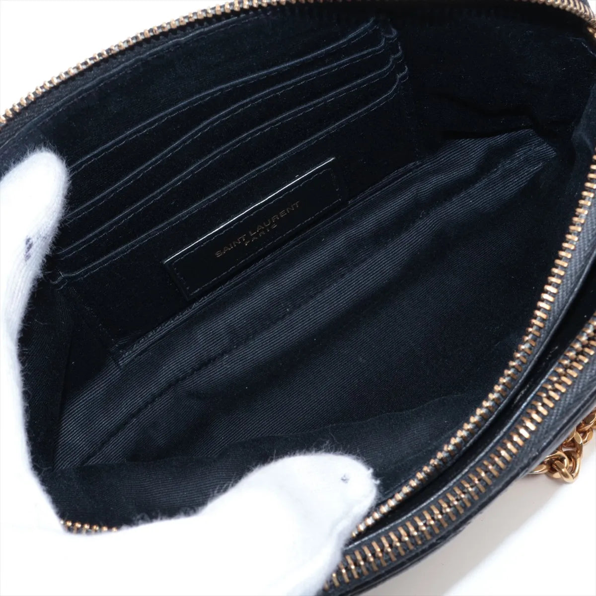 Saint Laurent Paris Becky Leather Chain Shoulder Bag Black