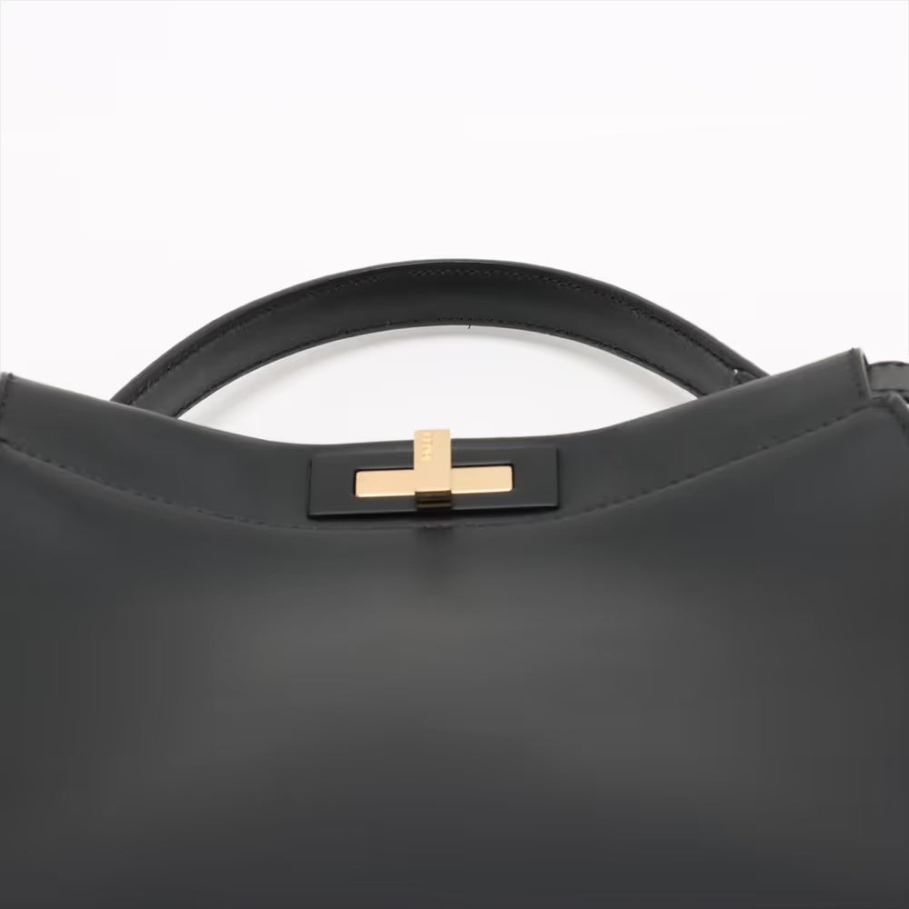 Fendi Peekaboo Regular Leather Two-Way Handbag Black