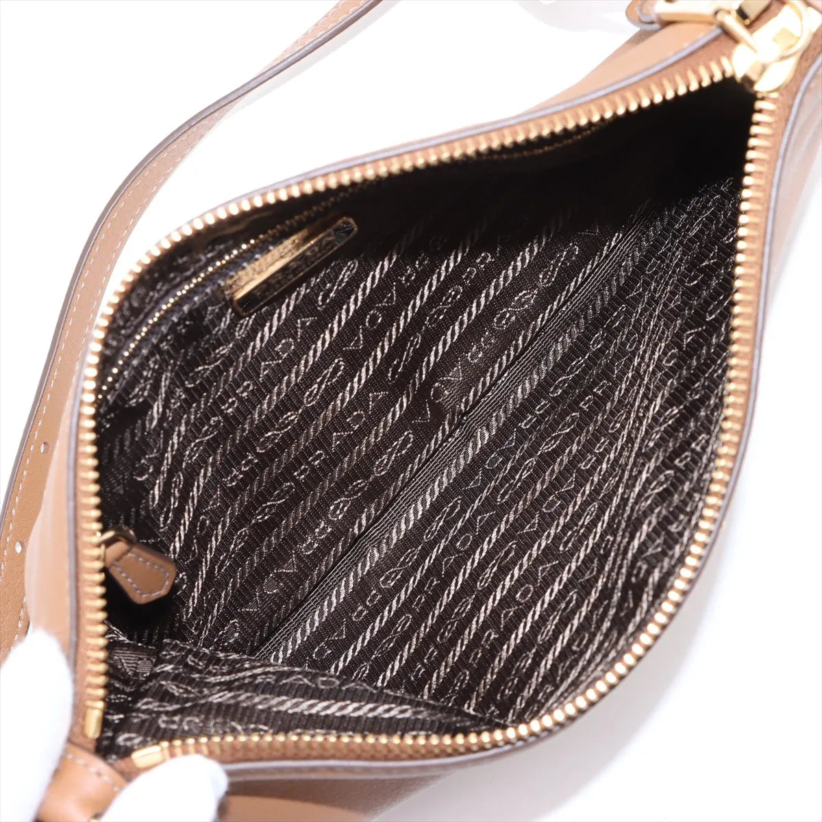 Prada Soft Grain Leather Shoulder Bag Brown