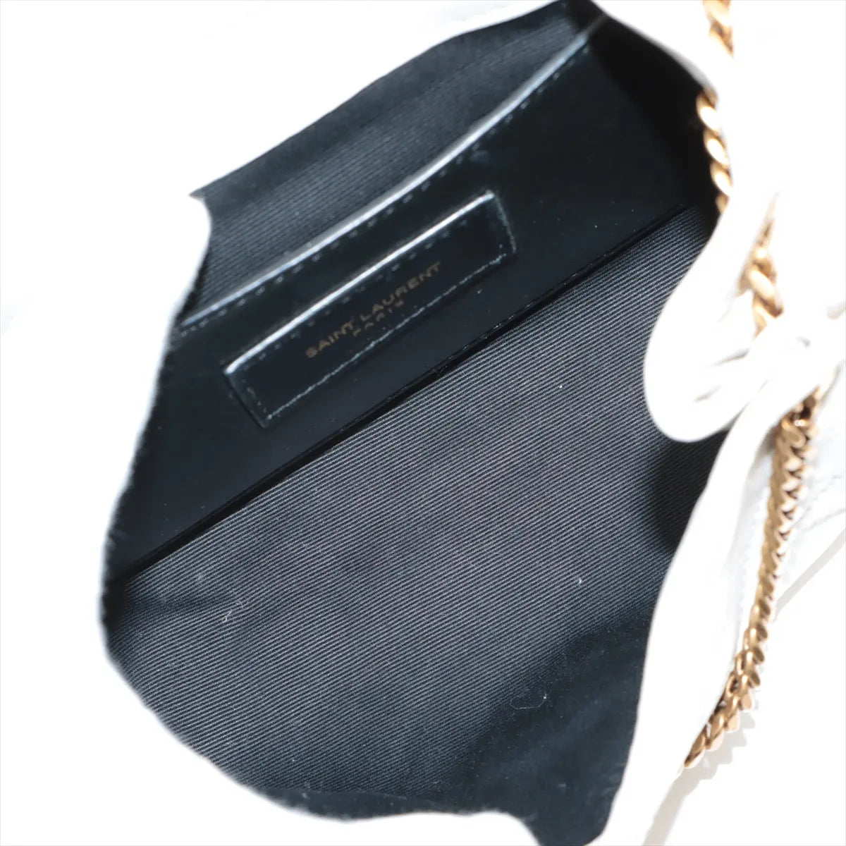 Saint Laurent Paris Mini Nolita Leather Chain Shoulder Bag White