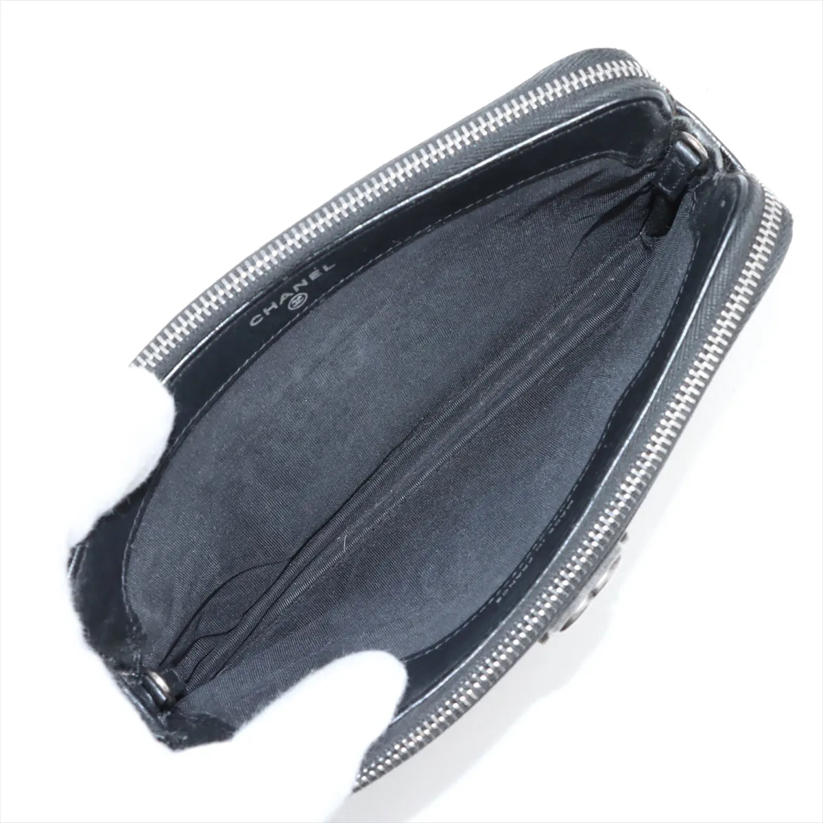 Chanel Boy CC Logo Caviar Skin Chain Zippy Two-Way Wallet Black