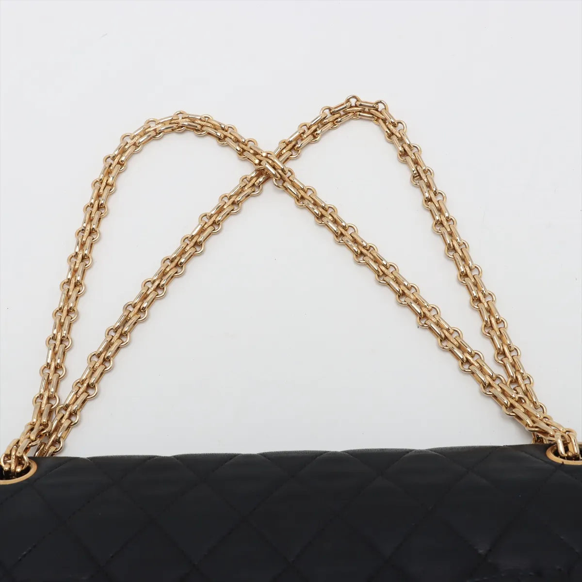 Chanel CC Logo Matelasse Lambskin Double Flap Double Chain Bag Navy Blue