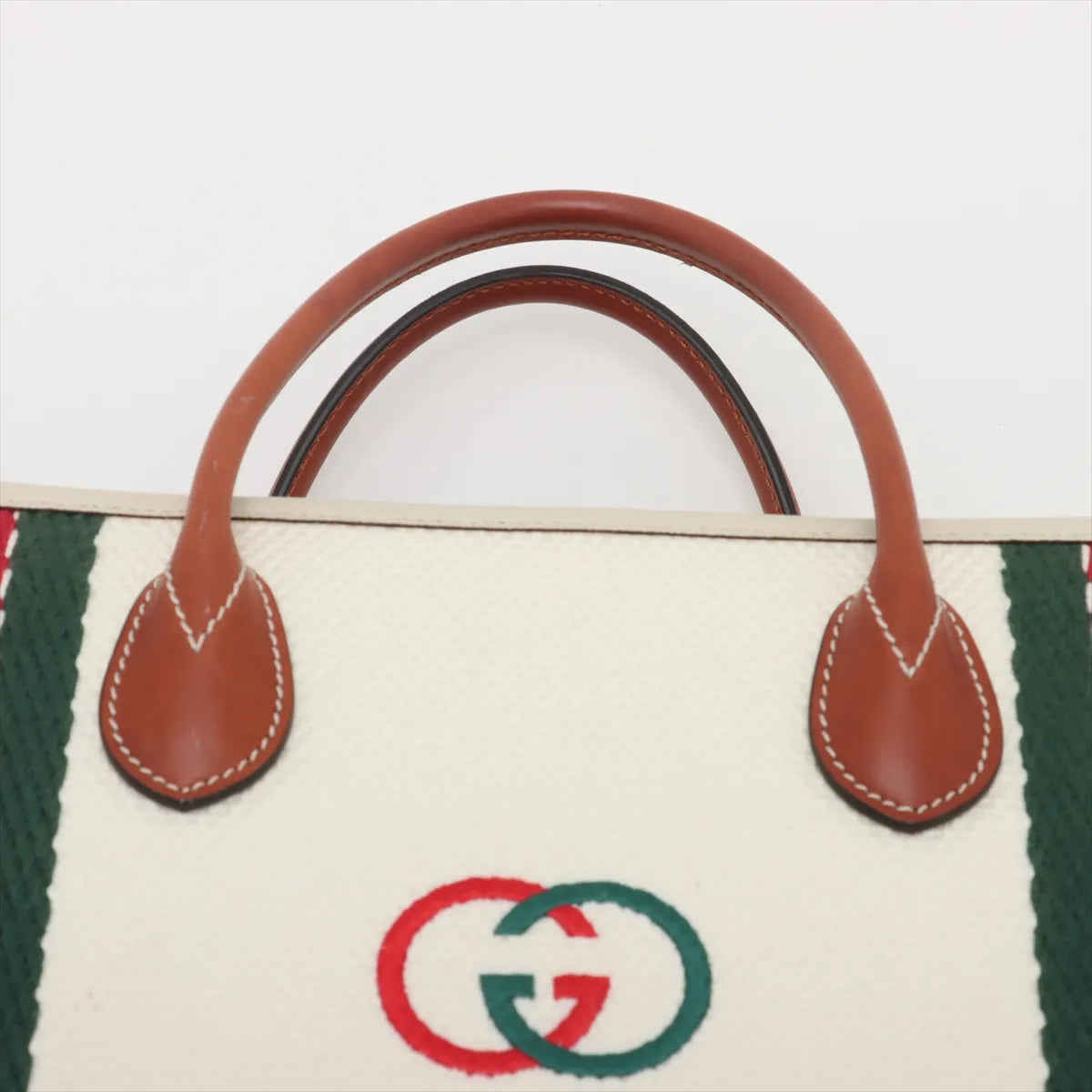 Gucci Interlocking GG Logo Canvas Leather Two-Way Tote Bag Ivory x Brown