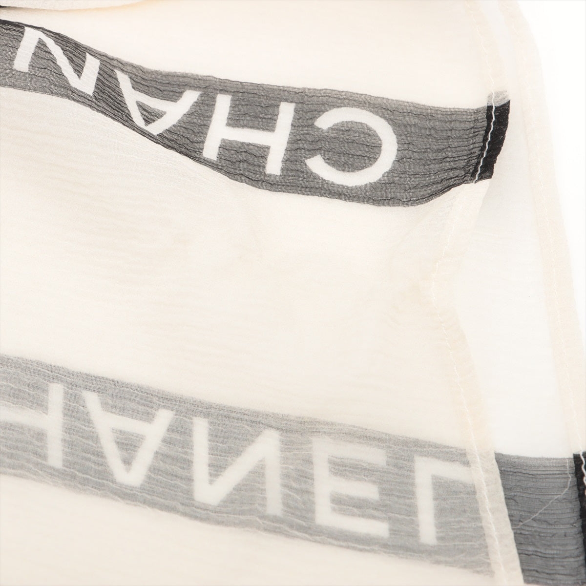 Chanel Logo Stripe Black & White  Scarf