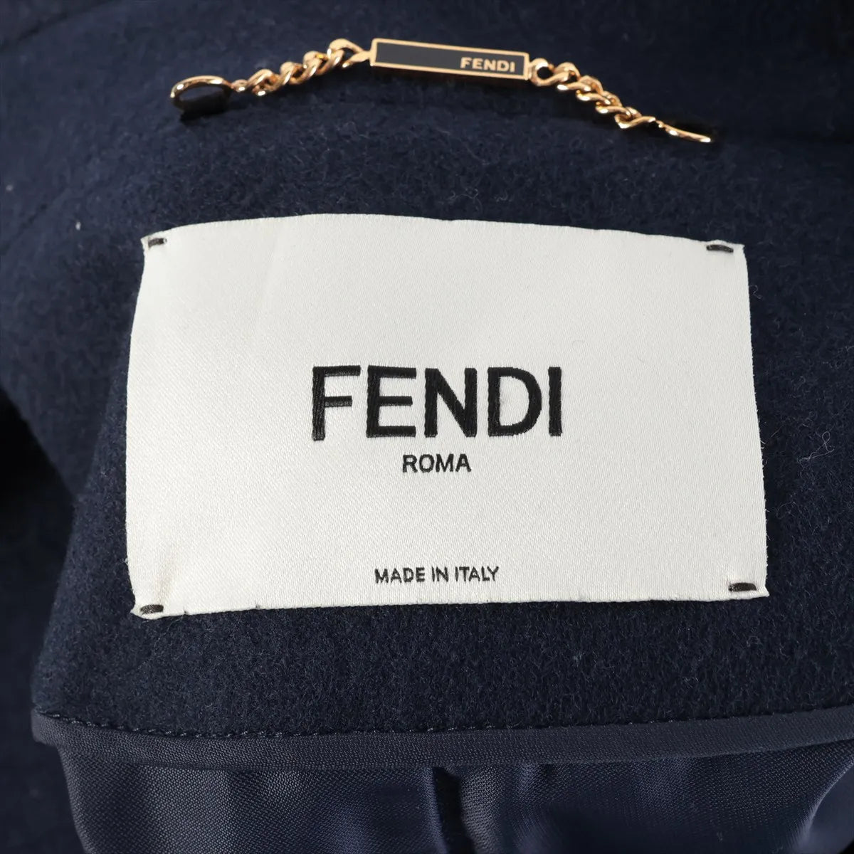 Fendi Wool & Leather Jacket Navy Blue