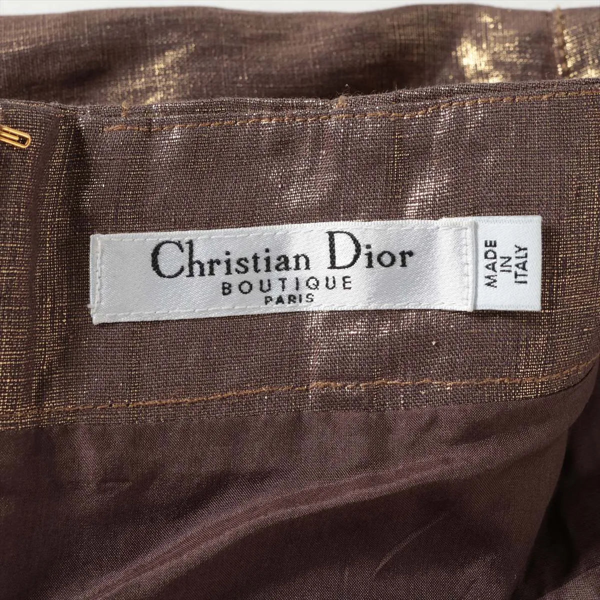 Christian Dior Linen Skirt Brown x Metallic Gold