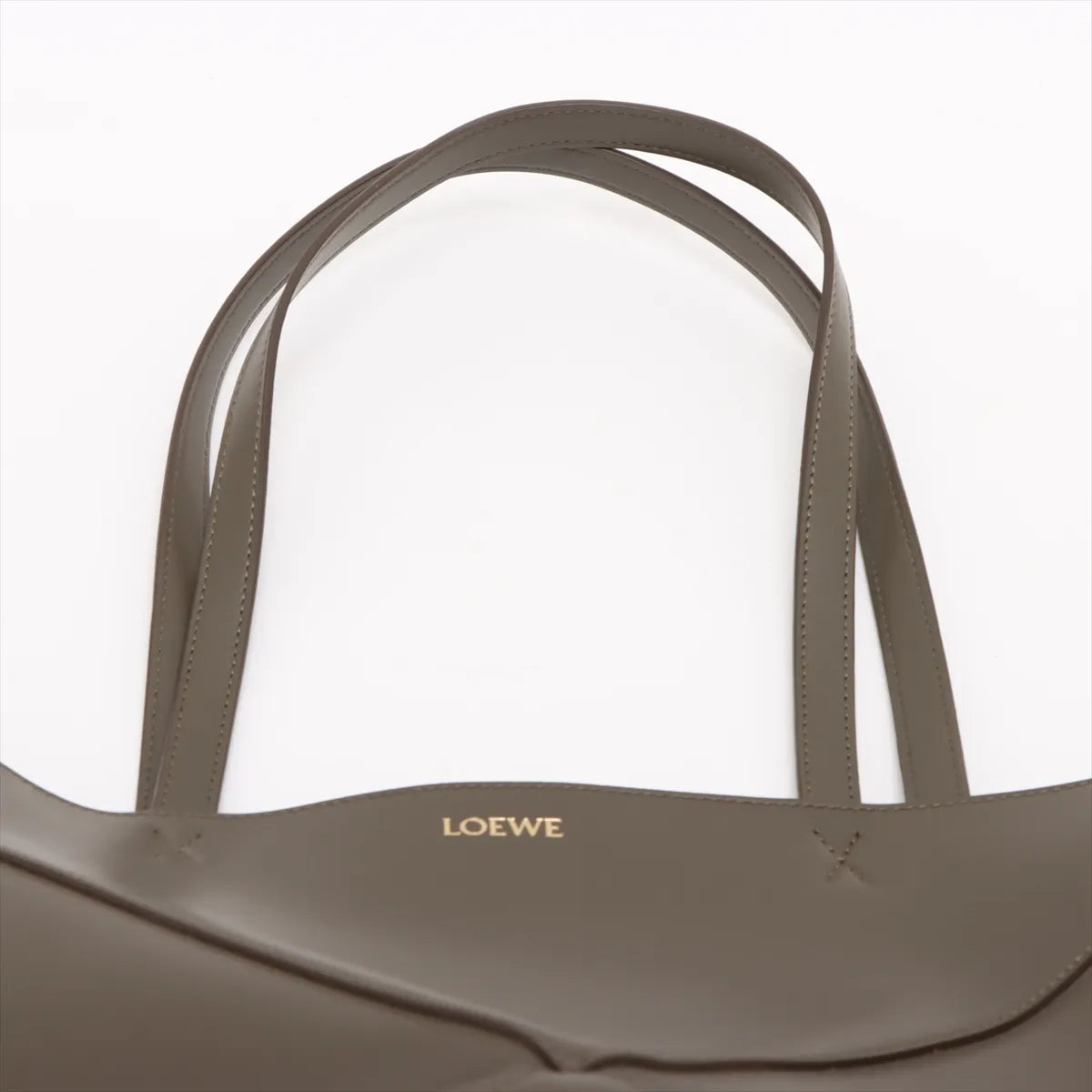 Loewe Puzzle Fold Medium Leather Tote Bag Khaki