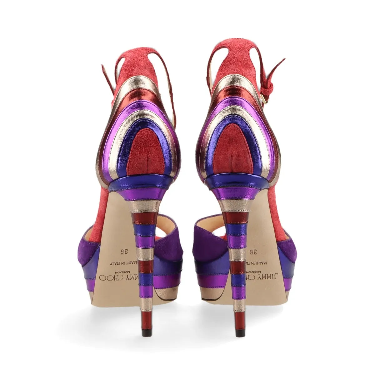 Jimmy Choo Suede Metallic Multicolor Strap Pumps