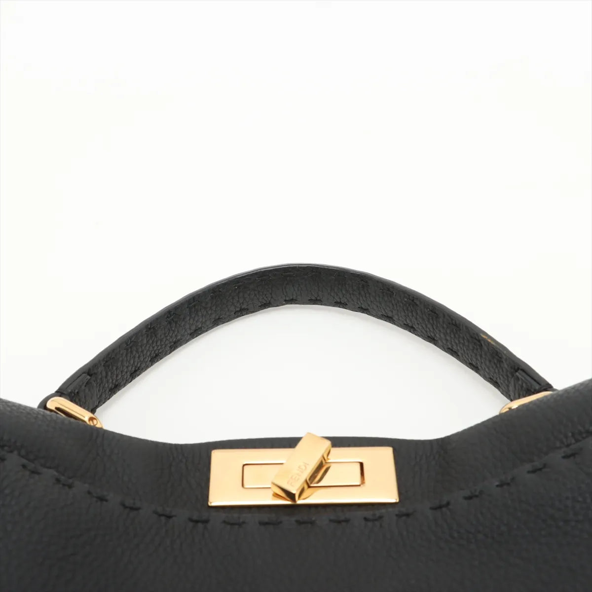 Fendi Peekaboo Regular Selleria Leather Two-Way Handbag Black x Hot Pink