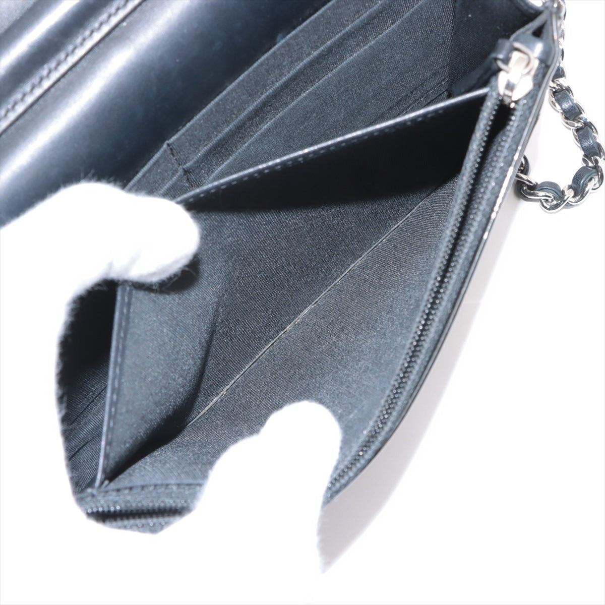 Chanel CC Logo Matelasse Patent Leather Chain Wallet Black * PREORDER *