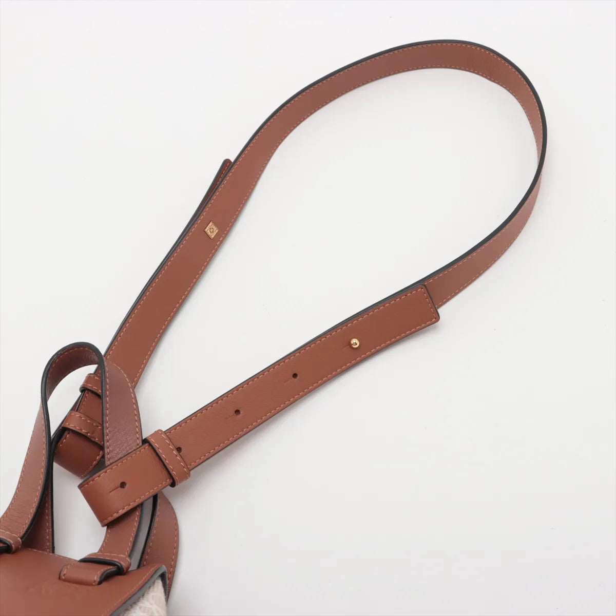 Loewe Hammock Small Canvas Leather Two-Way Shoulder Bag Beige x Brown