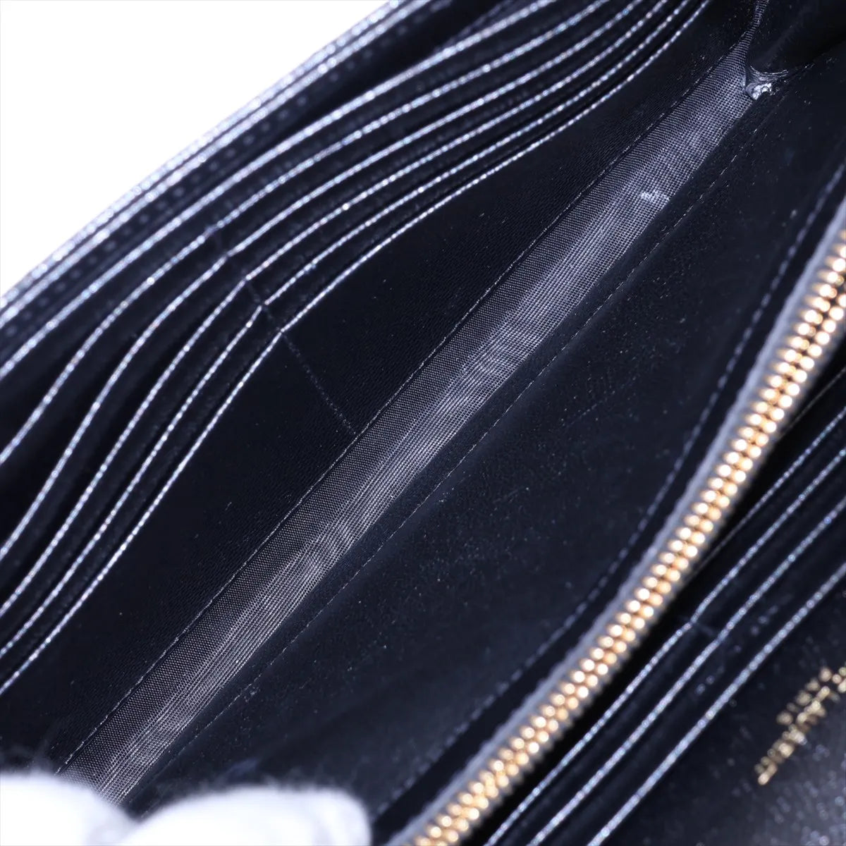 Saint Laurent Paris Cassandre Leather Wallet on Chain Black