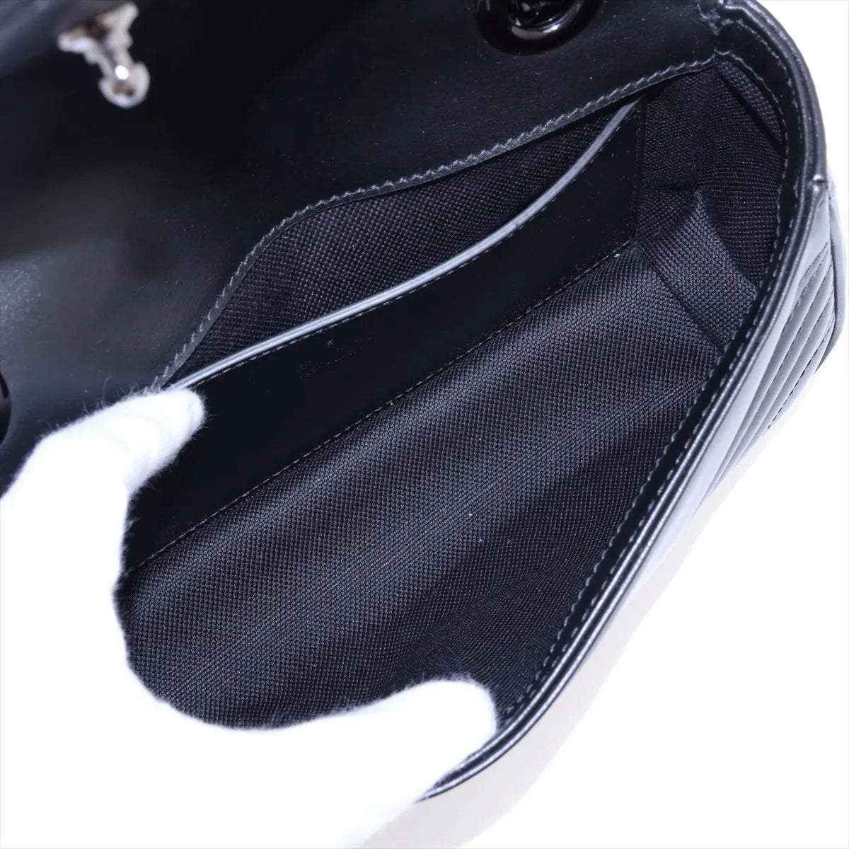 Gucci GG Marmont Leather Chain Shoulder Bag Black