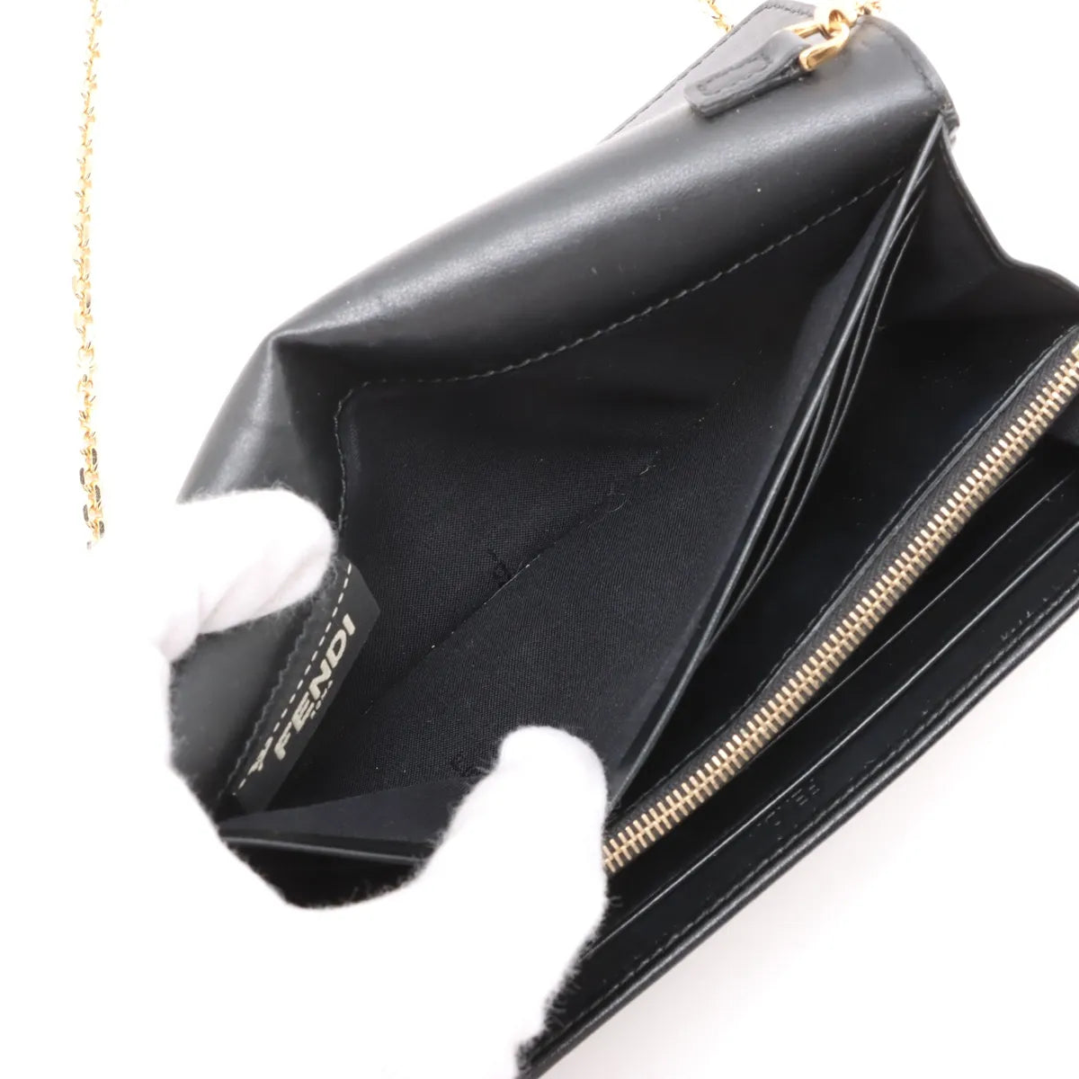 Fendi Leather Wallet on Chain Black