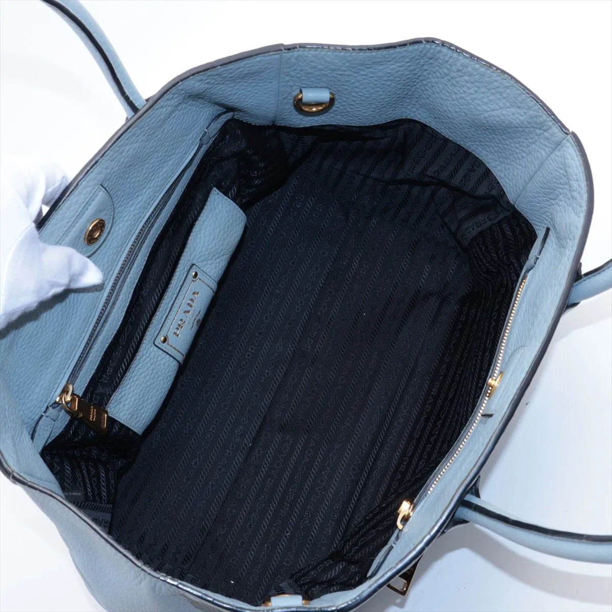 Prada Leather Tote Bag Blue
