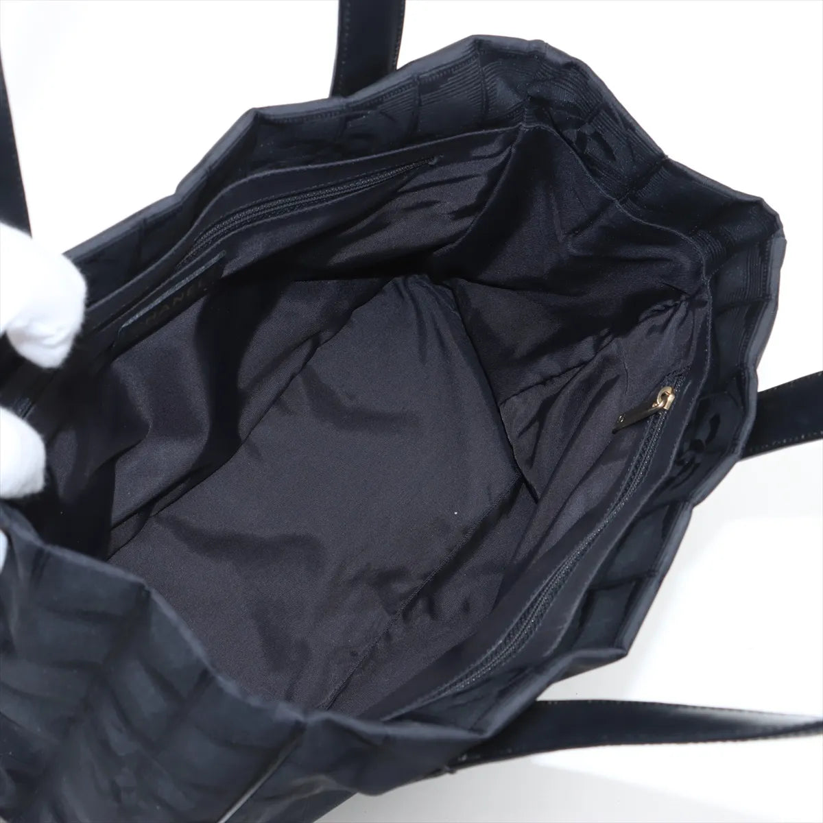 Chanel CC Logo New Travel Line Nylon Leather Tote Bag Black