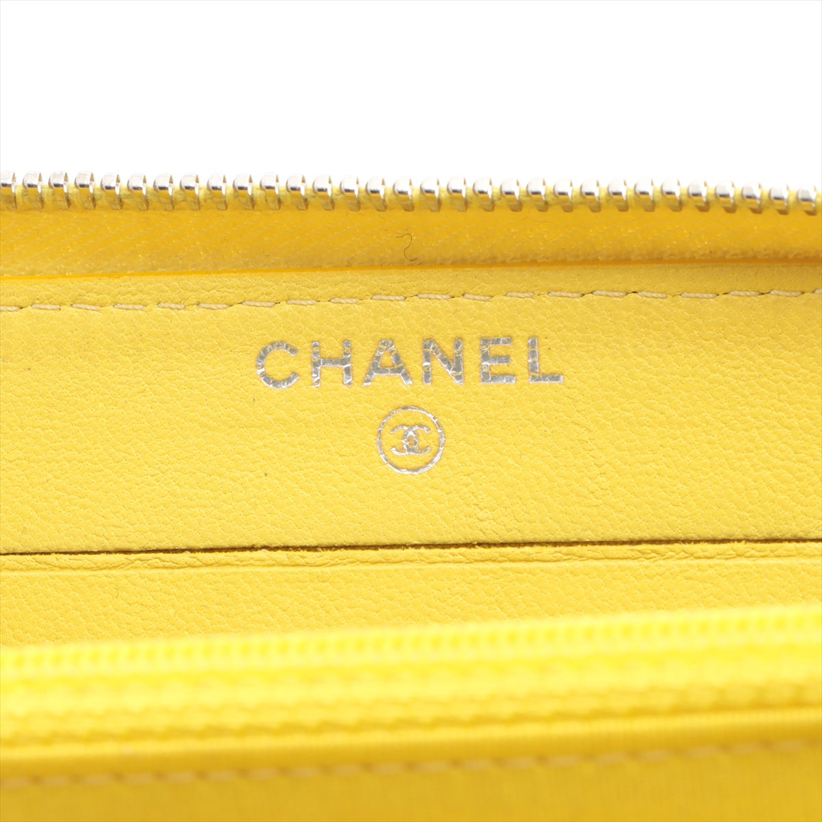 Chanel Camellia Lambskin Zip Around Long Wallet Yellow