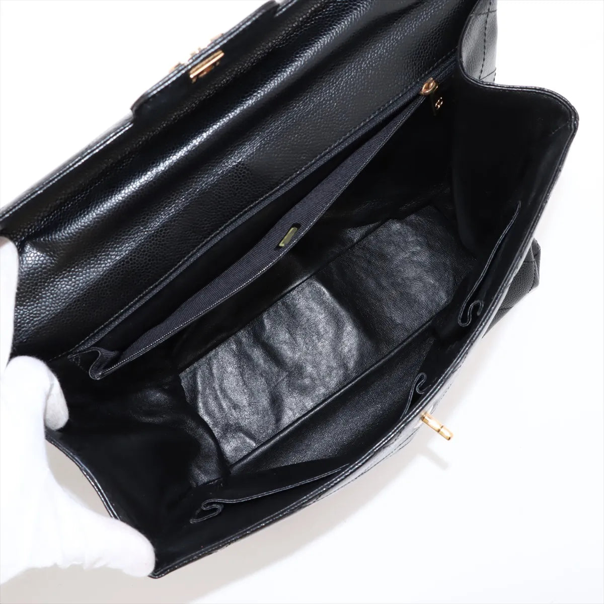 Chanel CC Logo Matelasse Caviar Skin Chain Shoulder Bag Black