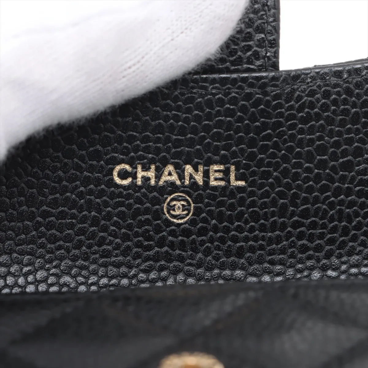 Chanel CC Logo Matelasse Caviar Skin Card Case Black