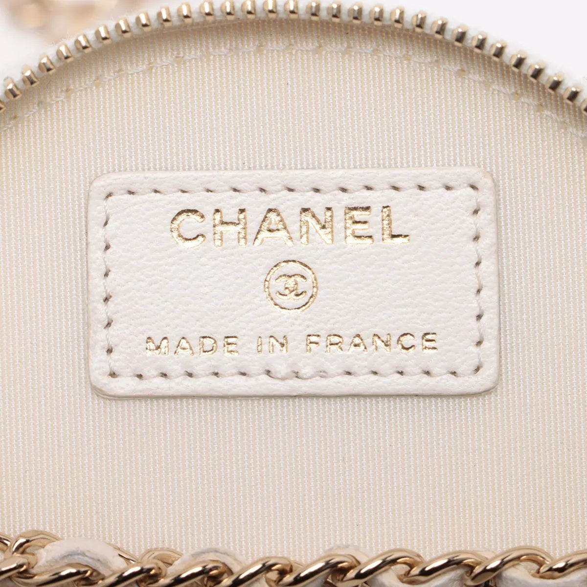 Chanel CC Logo Mini Matelasse Lambskin Chain Round Shoulder Bag White