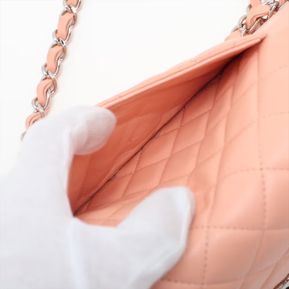 Chanel CC Logo Mini Matelasse 20 Lambskin Single Flap Single Chain Bag Pink Beige