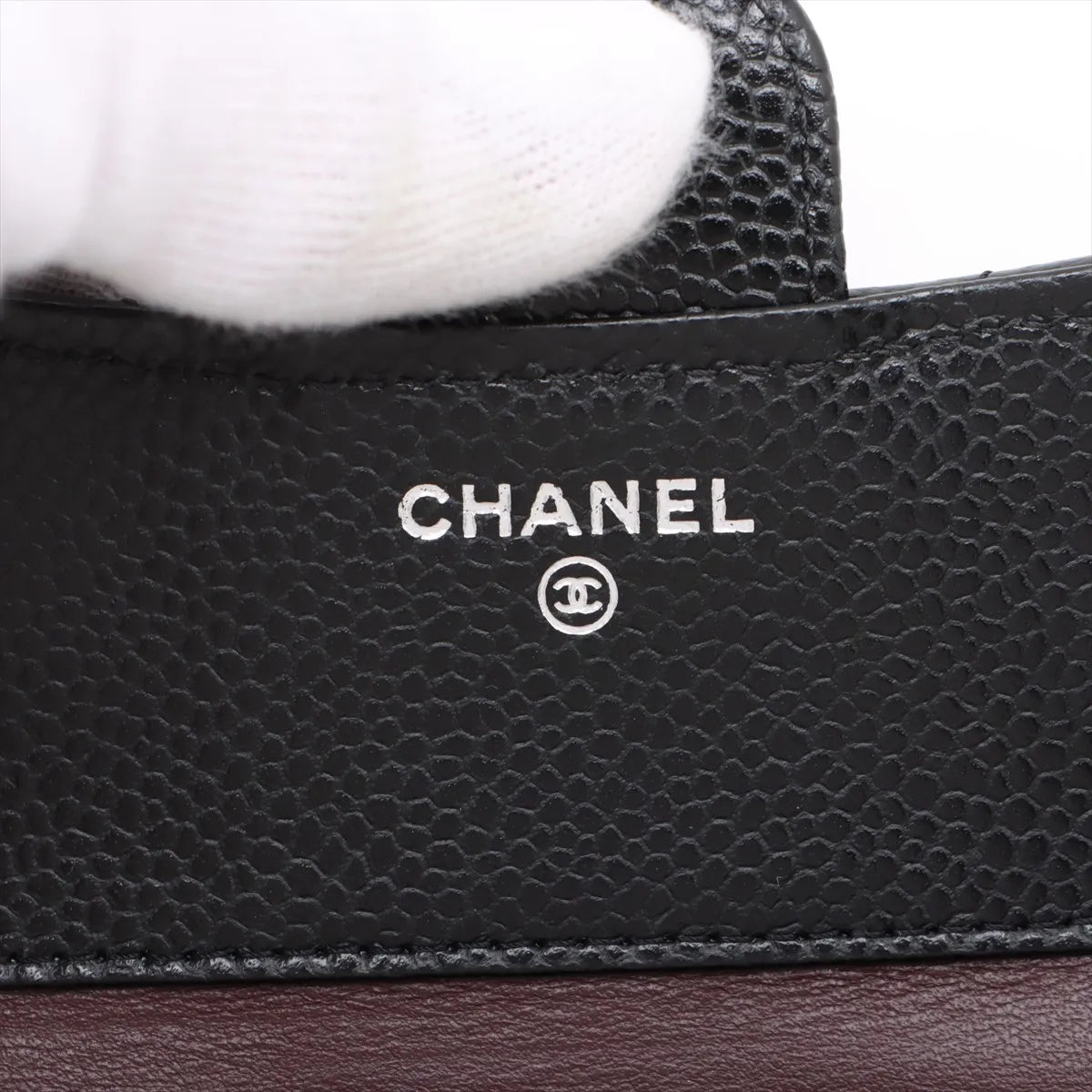 Chanel CC Logo Matelasse Caviar Skin Compact Wallet Black