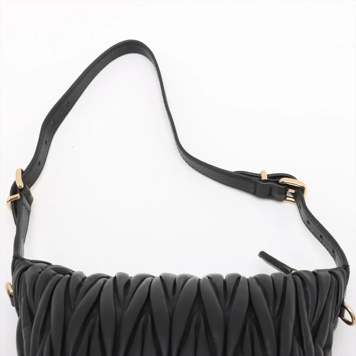 Miu Miu Matelasse Leather Shoulder Bag Black