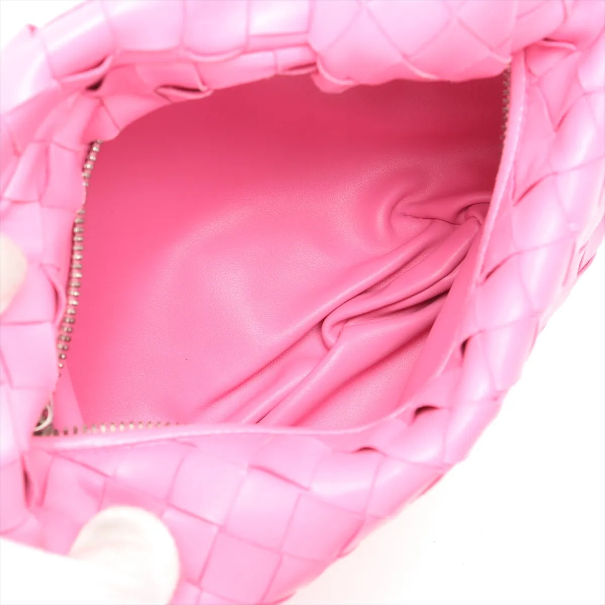 Bottega Veneta Intrecciato Mini Jodie Leather Handbag Pink