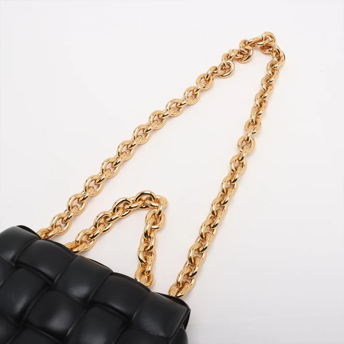 Bottega Veneta Maxi Intrecciato Padded Cassette Leather Chain Shoulder Bag Black