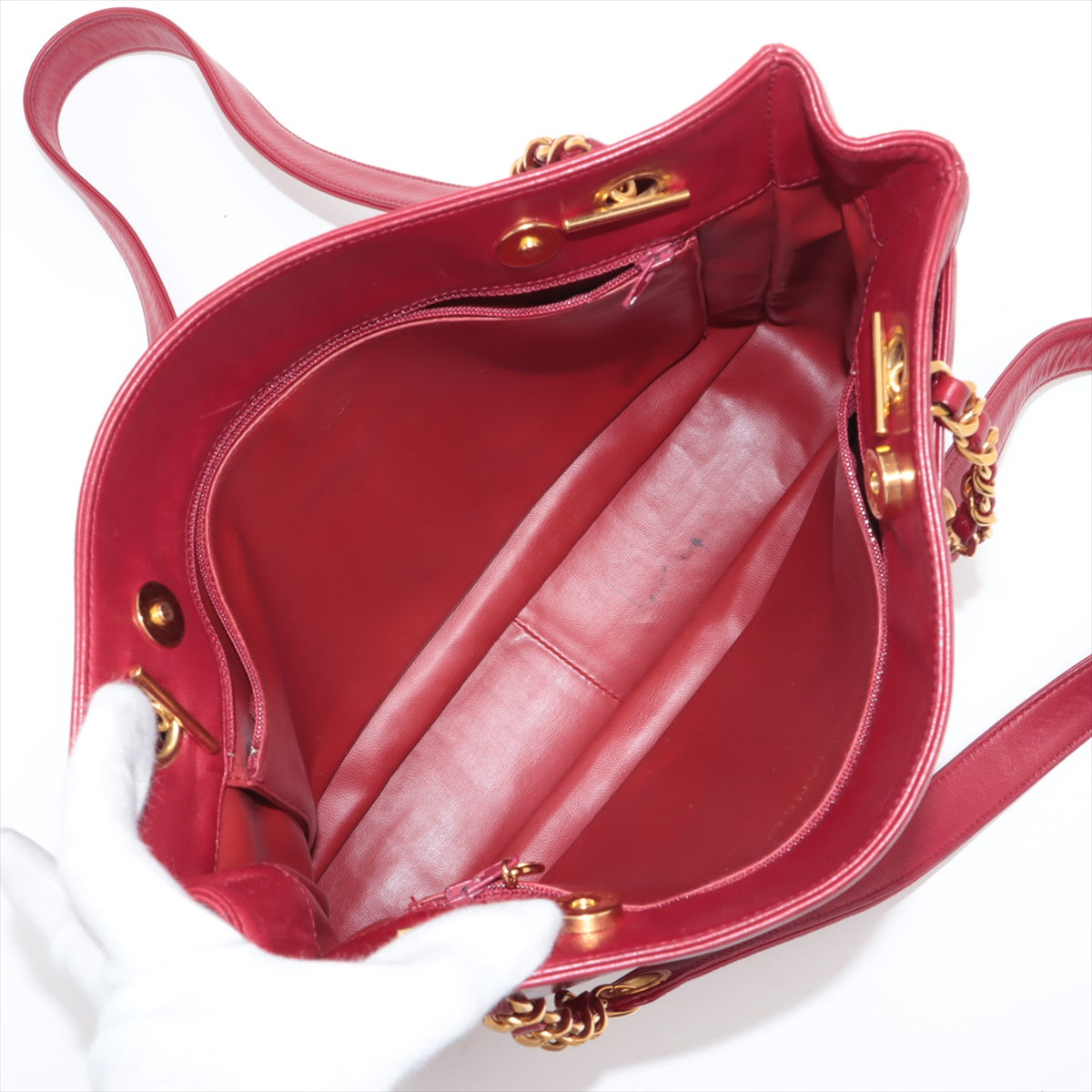 Chanel CC Logo Lambskin Chain Tote Bag Red * PREORDER *