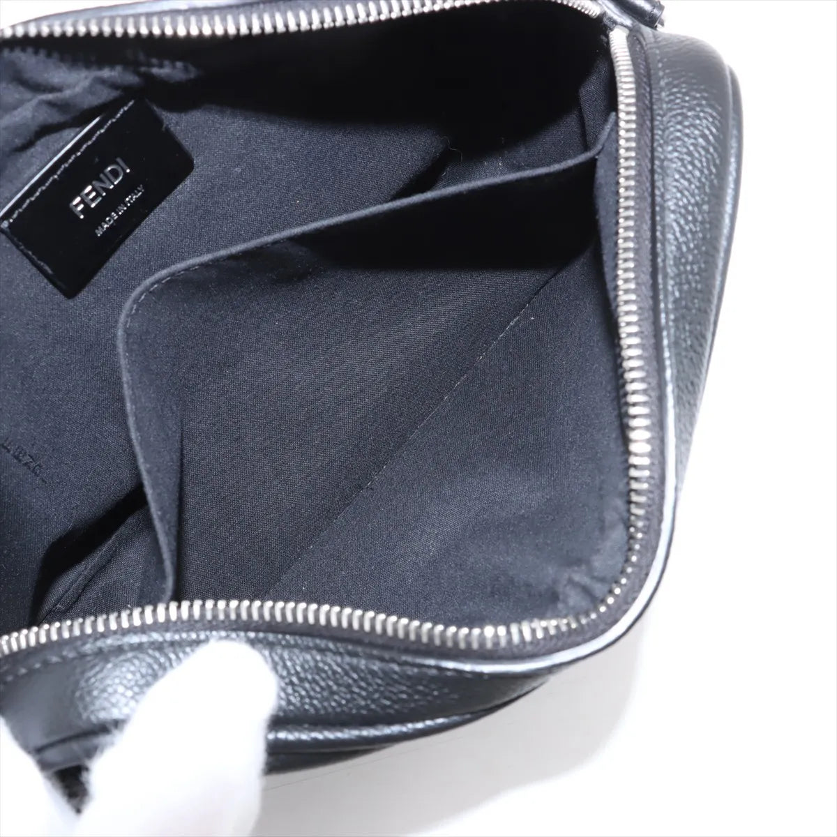 Fendi Logo Medium Leather Camera Bag Black