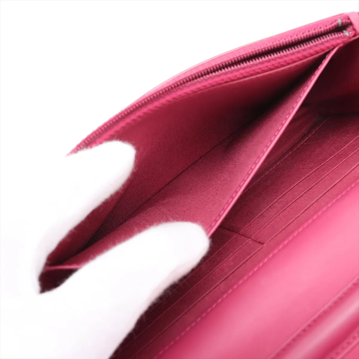 Chanel CC Logo Matelasse Patent Leather Chain Wallet Bag Pink